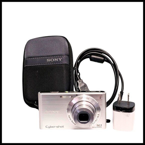 Sony Cyber shot DSC-W320 14.1MP Digital Camera  Silver Charger 16GB SD Card Cabl - Picture 1 of 16